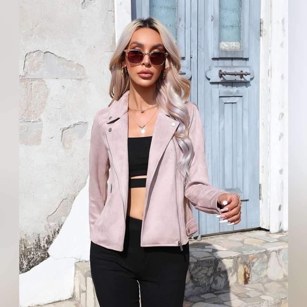 OLD NAVY | Vegan Suede Moto Jacket |  Lilac Cloud Lavender Pastel | Size XS